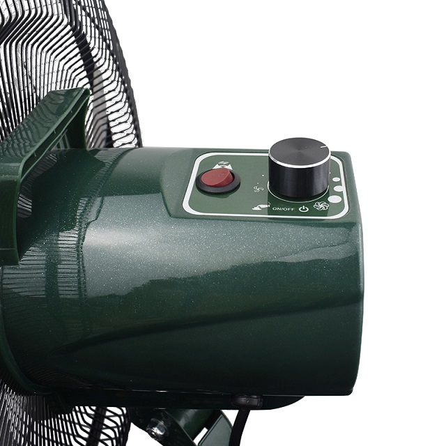 Ventilador comercial de 18 pulgadas con control continuo, color verde.