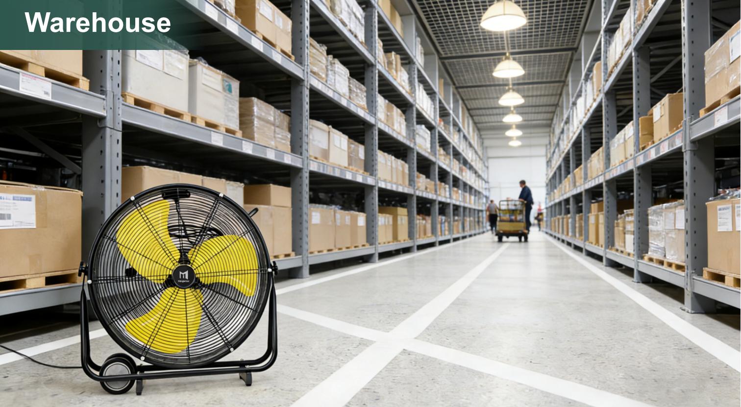 Ventilador de tambor para uso en almacenes