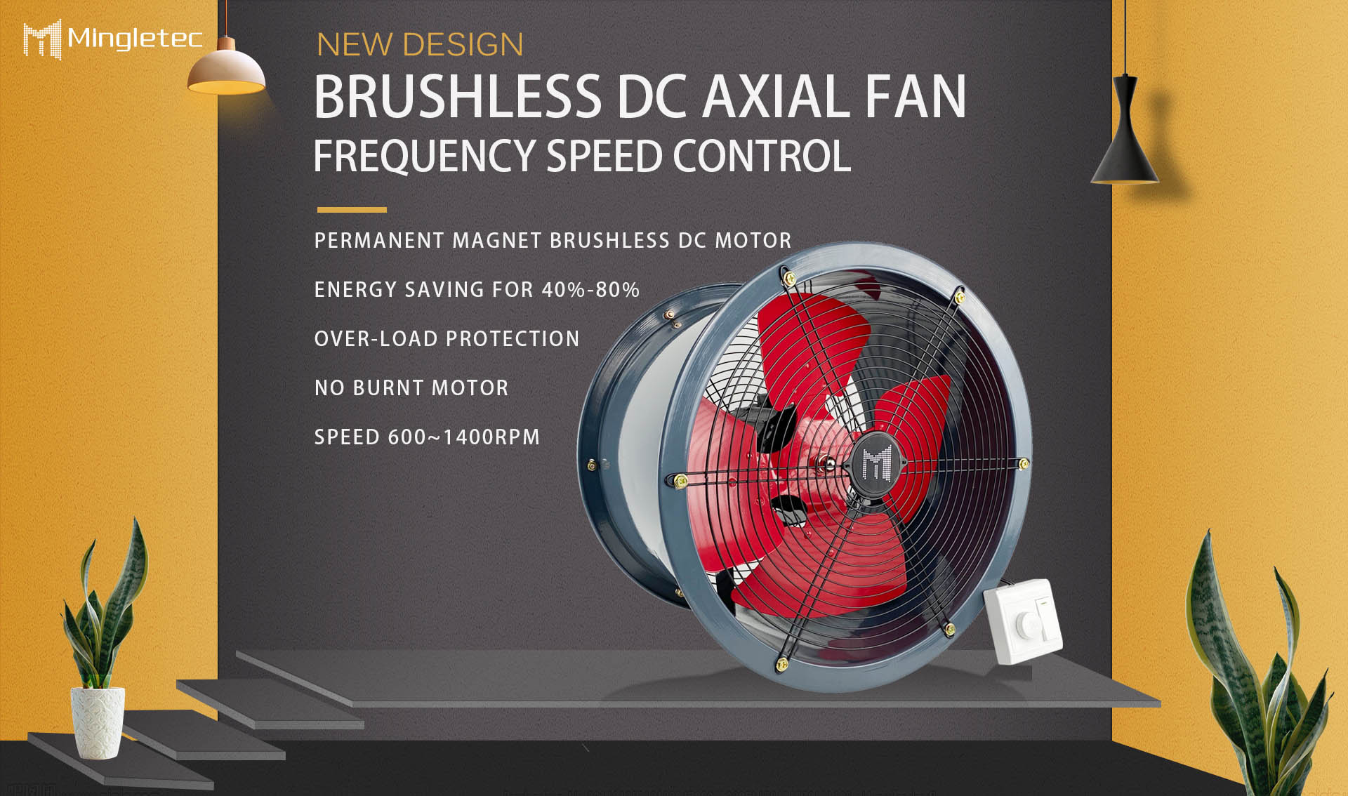 Ventilador axial DC sin escobillas gris