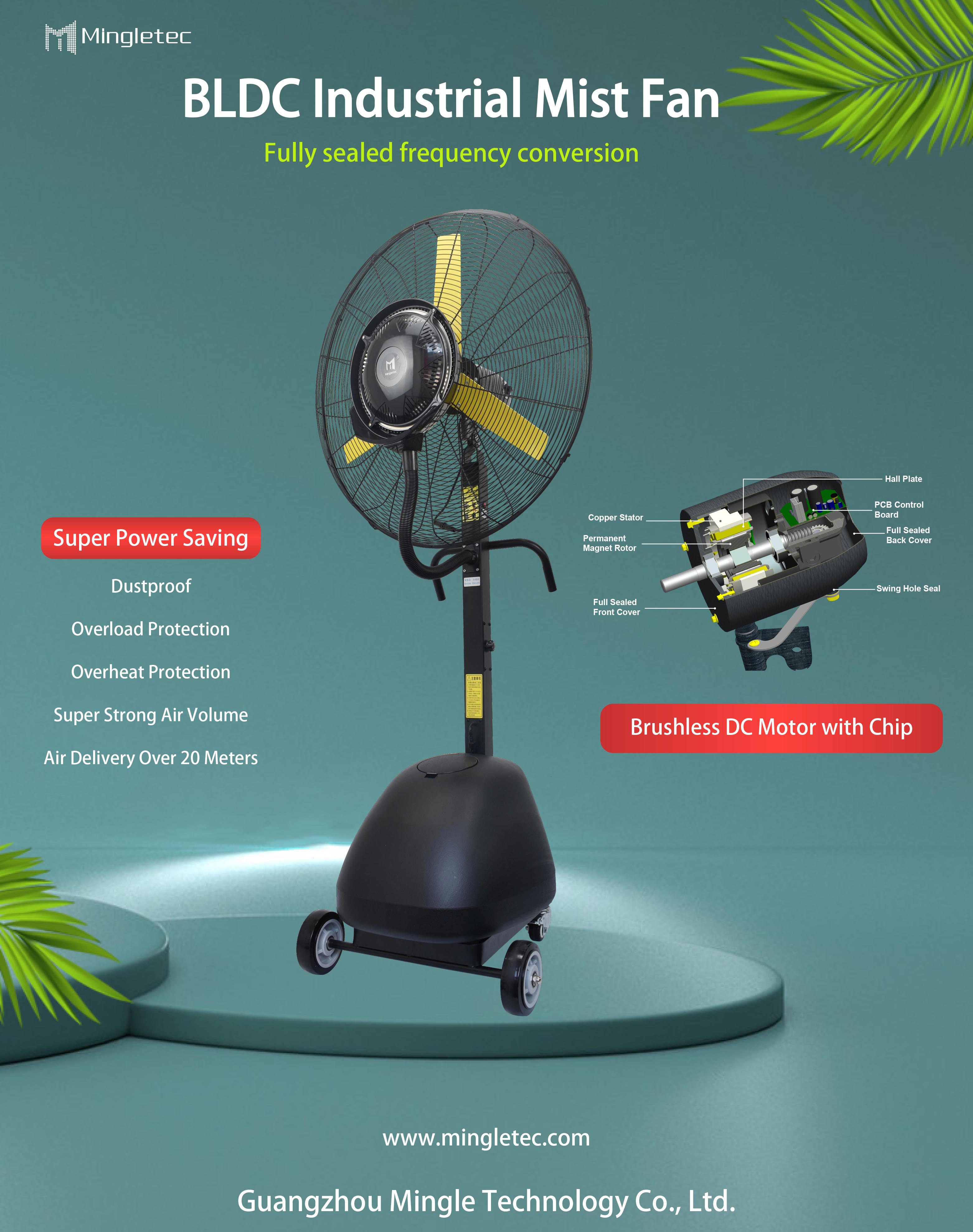 Póster del ventilador de niebla DC de 36 pulgadas (60 L)