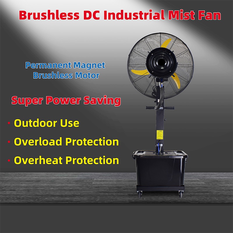 Ventilador de niebla industrial de CC sin escobillas de 26 y 30 pulgadas para uso en exteriores 